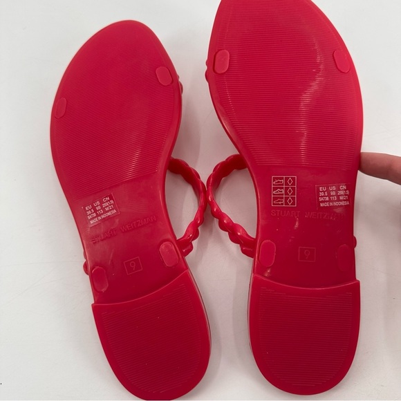 Stuart Weitzman Hot Pink Bradia Sawyer Jelly Sandals 9 - Picture 4 of 5